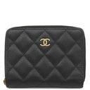 シャネル CHANEL ラウンドジップ ミニ財布 AP4652 ブラック カーフ キャビアスキン 二つ折り財布 ゴールド金具 黒 ココマーク