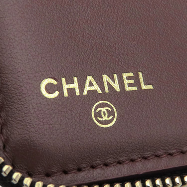 シャネル CHANEL ラウンドジップ ミニ財布 AP4652 ブラック カーフ キャビアスキン 二つ折り財布 ゴールド金具 黒 ココマーク