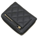 シャネル CHANEL ラウンドジップ ミニ財布 AP4652 ブラック カーフ キャビアスキン 二つ折り財布 ゴールド金具 黒 ココマーク