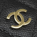 シャネル CHANEL ラウンドジップ ミニ財布 AP4652 ブラック カーフ キャビアスキン 二つ折り財布 ゴールド金具 黒 ココマーク