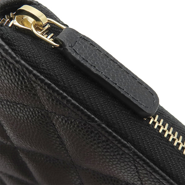 シャネル CHANEL ラウンドジップ ミニ財布 AP4652 ブラック カーフ