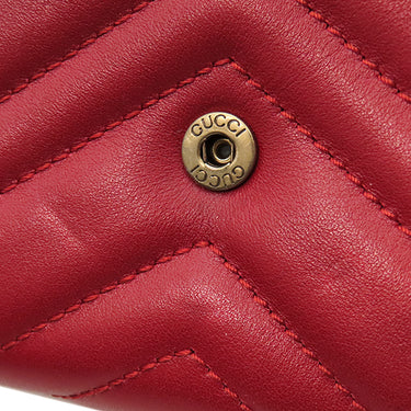 グッチ GUCCI GGマーモント 474575 レッド レザー チェーンウォレット ゴールド金具 赤 チェーン ショルダーバッグ シェブロン キルティング
