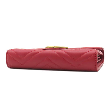 グッチ GUCCI GGマーモント 474575 レッド レザー チェーンウォレット ゴールド金具 赤 チェーン ショルダーバッグ シェブロン キルティング