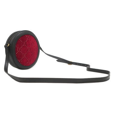 グッチ GUCCI GG ベルベット ラウンドショルダー 574978 ブラック×レッド レザー ベルベット ショルダーバッグ ヴィンテージ金具 黒 赤 GGロゴ
