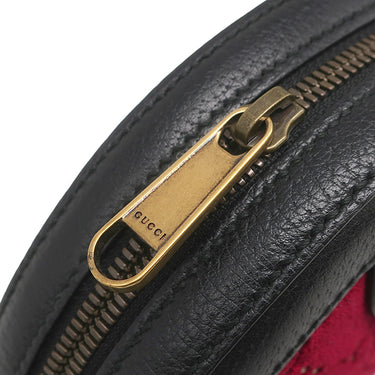 グッチ GUCCI GG ベルベット ラウンドショルダー 574978 ブラック×レッド レザー ベルベット ショルダーバッグ ヴィンテージ金具 黒 赤 GGロゴ