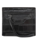 バレンシアガ BALENCIAGA ネオ クラシック コンパクトウォレット ブラック レザー 二つ折り財布 ブラック金具 クロコ型押し 黒