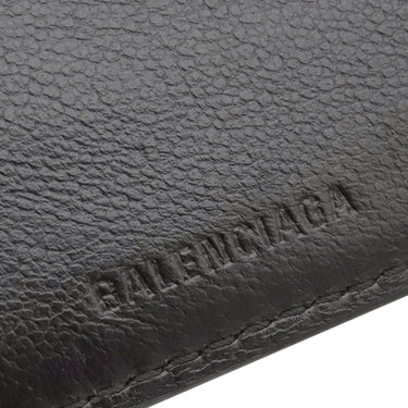 バレンシアガ BALENCIAGA ネオ クラシック コンパクトウォレット ブラック レザー 二つ折り財布 ブラック金具 クロコ型押し 黒