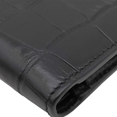 バレンシアガ BALENCIAGA ネオ クラシック コンパクトウォレット ブラック レザー 二つ折り財布 ブラック金具 クロコ型押し 黒
