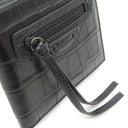 バレンシアガ BALENCIAGA ネオ クラシック コンパクトウォレット ブラック レザー 二つ折り財布 ブラック金具 クロコ型押し 黒