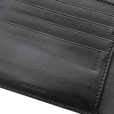 バレンシアガ BALENCIAGA ネオ クラシック コンパクトウォレット ブラック レザー 二つ折り財布 ブラック金具 クロコ型押し 黒