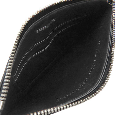 バレンシアガ BALENCIAGA ロゴデザイン フラグメントケース 616015 ブラック レザー コインケース シルバー金具 黒 ネックポーチ カードケース