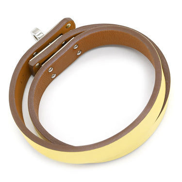 エルメス HERMES ミニ ケリードゥブルトゥール ジョーヌプッサン×ゴールド ヴォースイフト GP T2 ブレスレット シルバー金具 2重 2連