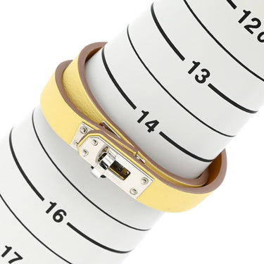 エルメス HERMES ミニ ケリードゥブルトゥール ジョーヌプッサン×ゴールド ヴォースイフト GP T2 ブレスレット シルバー金具 2重 2連