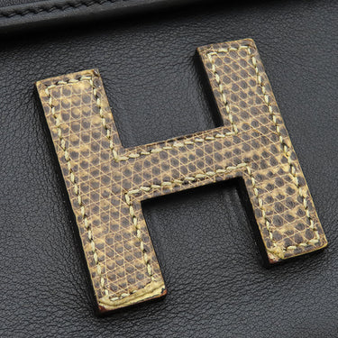 エルメス HERMES ジジェエラン29 ブラック スイフト リザード クラッチバッグ 黒