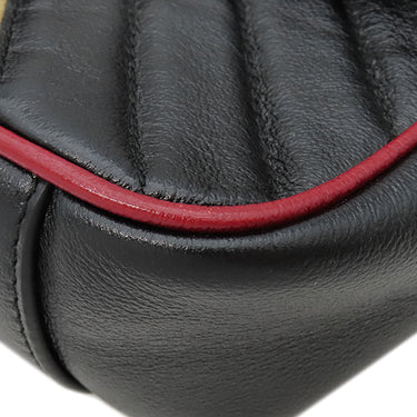 グッチ GUCCI GGマーモント スモール ショルダー 446744 ブラック×ベージュ×レッド レザー ショルダーバッグ ゴールド金具 黒 赤