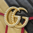 グッチ GUCCI GGマーモント スモール ショルダー 446744 ブラック×ベージュ×レッド レザー ショルダーバッグ ゴールド金具 黒 赤