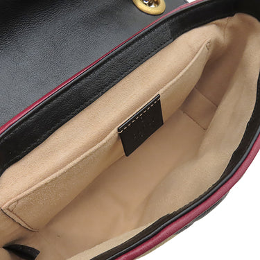 グッチ GUCCI GGマーモント スモール ショルダー 446744 ブラック×ベージュ×レッド レザー ショルダーバッグ ゴールド金具 黒 赤