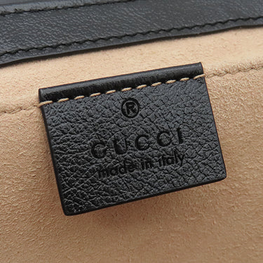 グッチ GUCCI GGマーモント スモール ショルダー 446744 ブラック×ベージュ×レッド レザー ショルダーバッグ ゴールド金具 黒 赤