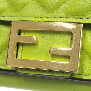 フェンディ FENDI バゲット マイクロトリフォールド ウォレット 8M0395 AAJD F1JCP ワサビ レザー 三つ折り財布 ゴールド金具 コンパクト財布