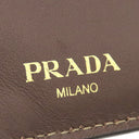 プラダ PRADA ロゴ ジャガード 1MH523 CORDA×BRUCIA キャンバス レザー ジャガード 三つ折り財布 ゴールド金具 カーキ リボン