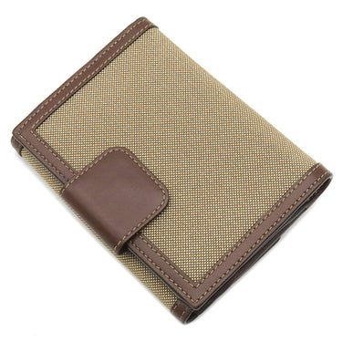 プラダ PRADA ロゴ ジャガード 1MH523 CORDA×BRUCIA キャンバス レザー ジャガード 三つ折り財布 ゴールド金具 カーキ リボン