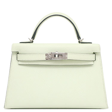 エルメス HERMES ミニケリードゥ 外縫い ヴェールフィズ ヴォーエプソン 2WAYバッグ シルバー金具 ミントグリーン