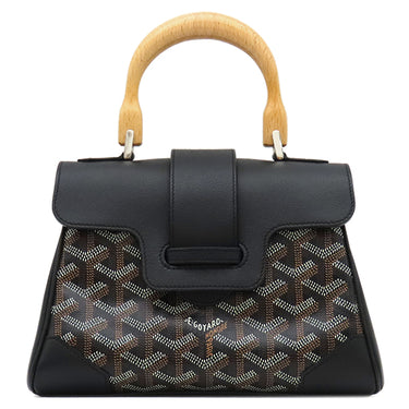 ゴヤール GOYARD サイゴン ミニ ソフトバッグ ブラック カーフ ゴヤールディンキャンバス シュヴロッシュカーフスキン 2WAYバッグ シルバー金具 ショルダー ハンドバッグ ヘリンボーン柄
