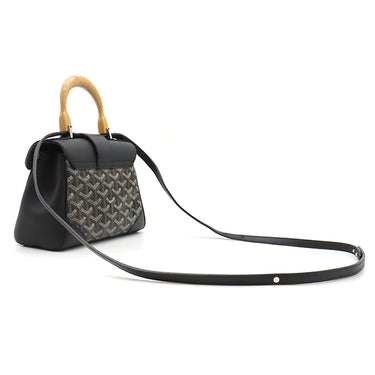 ゴヤール GOYARD サイゴン ミニ ソフトバッグ ブラック カーフ ゴヤールディンキャンバス シュヴロッシュカーフスキン 2WAYバッグ シルバー金具 ショルダー ハンドバッグ ヘリンボーン柄