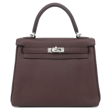 エルメス HERMES ケリー25 内縫い ルージュセリエ トリヨンクレマンス 2WAYバッグ シルバー金具 ショルダー