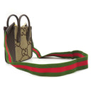 グッチ GUCCI ミニトート 699406 ベージュXブラウン レザー ジャンボGGキャンバス 2WAYバッグ ゴールド金具 茶 シェリーラインストラップ