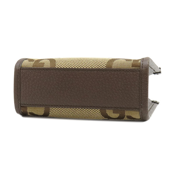 GUCCI グッチ キャンバス　ブラウン　コンパクト　Ｗホック　保存袋・付属品 GUCCI グッチ ミニショルダーバッグ ポーチ GGキャンバス レザー