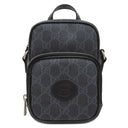グッチ GUCCI GGスプリーム インターロッキングG 672952 ブラック GGスプリームキャンバス レザー ショルダーバッグ ガンメタル金具 グレー PVC