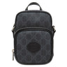 グッチ GUCCI GGスプリーム インターロッキングG 672952 ブラック GGスプリームキャンバス レザー ショルダーバッグ ガンメタル金具 グレー PVC