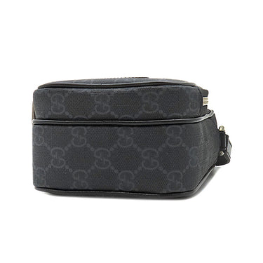 グッチ GUCCI GGスプリーム インターロッキングG 672952 ブラック GGスプリームキャンバス レザー ショルダーバッグ ガンメタル金具 グレー PVC