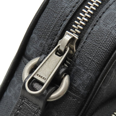 グッチ GUCCI GGスプリーム インターロッキングG 672952 ブラック GGスプリームキャンバス レザー ショルダーバッグ ガンメタル金具 グレー PVC