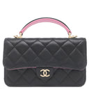 シャネル CHANEL ミニマトラッセ フォンケース ブラック×ピンク ラムスキン ショルダーバッグ ゴールド金具 黒 ココマーク