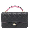 シャネル CHANEL ミニマトラッセ フォンケース ブラック×ピンク ラムスキン ショルダーバッグ ゴールド金具 黒 ココマーク