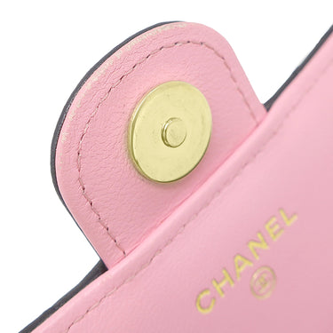 シャネル CHANEL ミニマトラッセ フォンケース ブラック×ピンク ラムスキン ショルダーバッグ ゴールド金具 黒 ココマーク