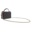 シャネル CHANEL ミニマトラッセ フォンケース ブラック×ピンク ラムスキン ショルダーバッグ ゴールド金具 黒 ココマーク