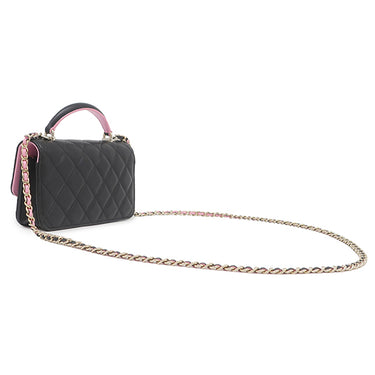 シャネル CHANEL ミニマトラッセ フォンケース ブラック×ピンク ラムスキン ショルダーバッグ ゴールド金具 黒 ココマーク
