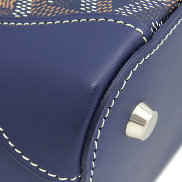 ゴヤール GOYARD ヴァンドーム ミニ VENDO3MINTY12CL12P ネイビーブルー キャンバス ゴヤールディンキャンバス セルヴォンカーフスキン ハンドバッグ シルバー金具 紺 青 ショルダーストラップ欠品