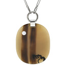 エルメス HERMES バッファローホーン チェーン ペンダント ベージュXブラウン バッファローホーン メタル ラッカー ネックレス オーバル ロングネックレス