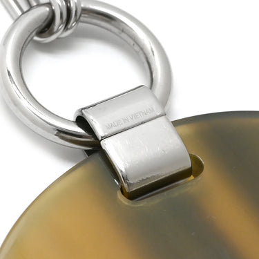 エルメス HERMES バッファローホーン チェーン ペンダント ベージュXブラウン バッファローホーン メタル ラッカー ネックレス オーバル ロングネックレス