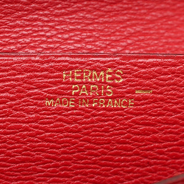 エルメス HERMES ベアンクラシック ルージュヴィフ リザード 長財布 ゴールド金具 赤 二つ折り財布