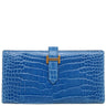 エルメス HERMES ベアンスフレ ブルーゼリージュ アリゲーター 長財布 ゴールド金具 青 クロコ 二つ折り財布