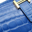 エルメス HERMES ベアンスフレ ブルーゼリージュ アリゲーター 長財布 ゴールド金具 青 クロコ 二つ折り財布