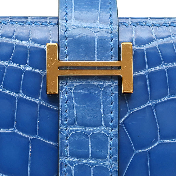 エルメス HERMES ベアンスフレ ブルーゼリージュ アリゲーター 長財布