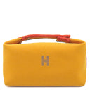 エルメス HERMES ブリッド ア ブラック GM ロカバール オークル ウール バージンウール ポーチ シルバー金具 ハンドバッグ バニティ