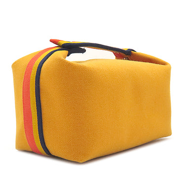 エルメス HERMES ブリッド ア ブラック GM ロカバール オークル ウール バージンウール ポーチ シルバー金具 ハンドバッグ バニティ