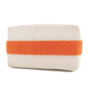 エルメス HERMES ブリッド ア ブラック PM オレンジ×ナチュラル トワルアッシュ ポーチ シルバー金具 トワルH バニティ